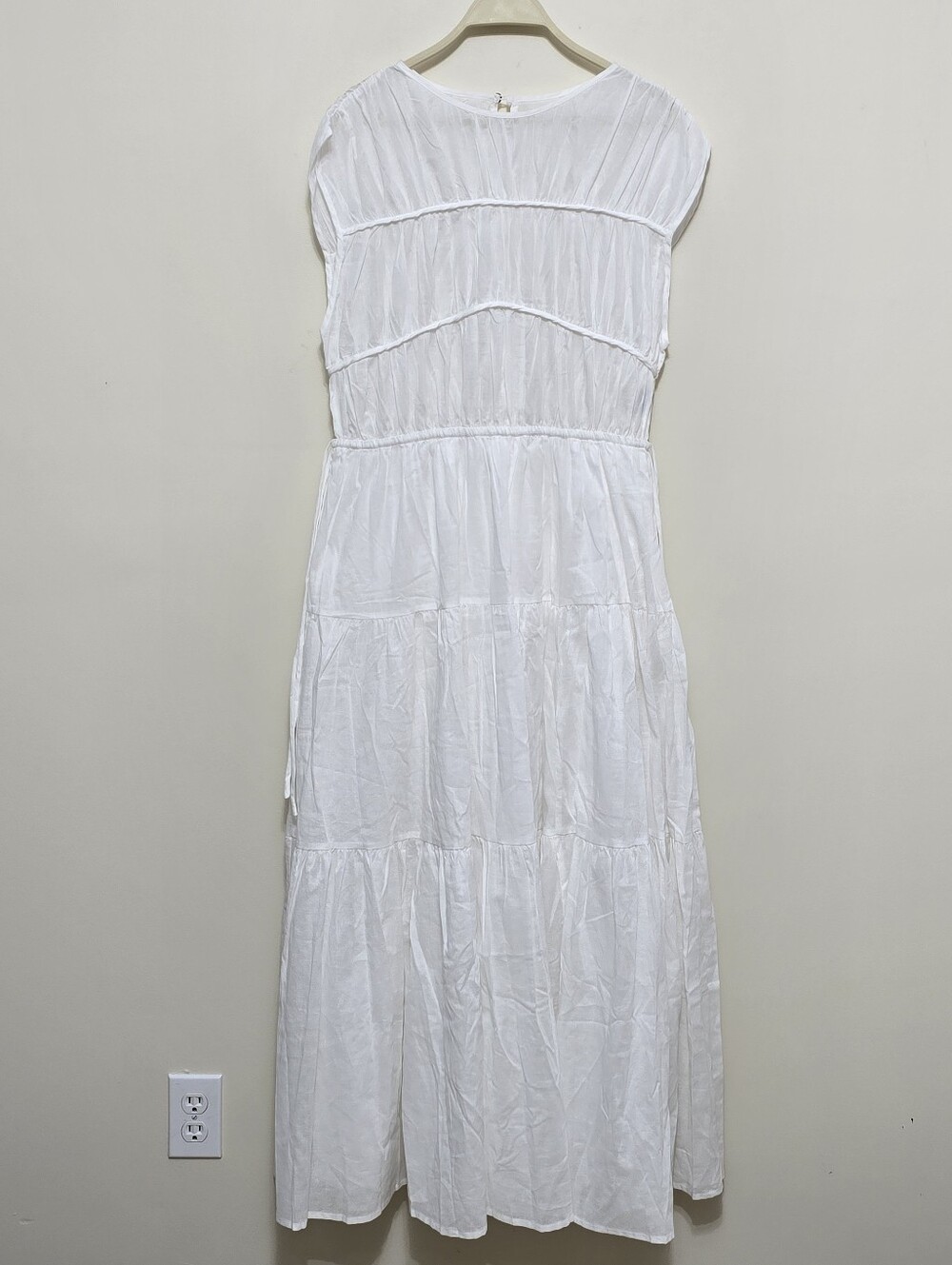 DISSH Flynn White Linen/Cotton Maxi Dress Sz 4 Vacation Costal Beach Cottagecore - Picture 7 of 13